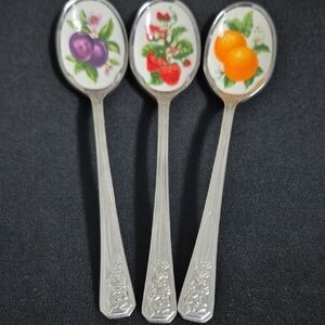 Vintage Avon Fruit-Top Stainless Spoons, For Jams And Jellies.